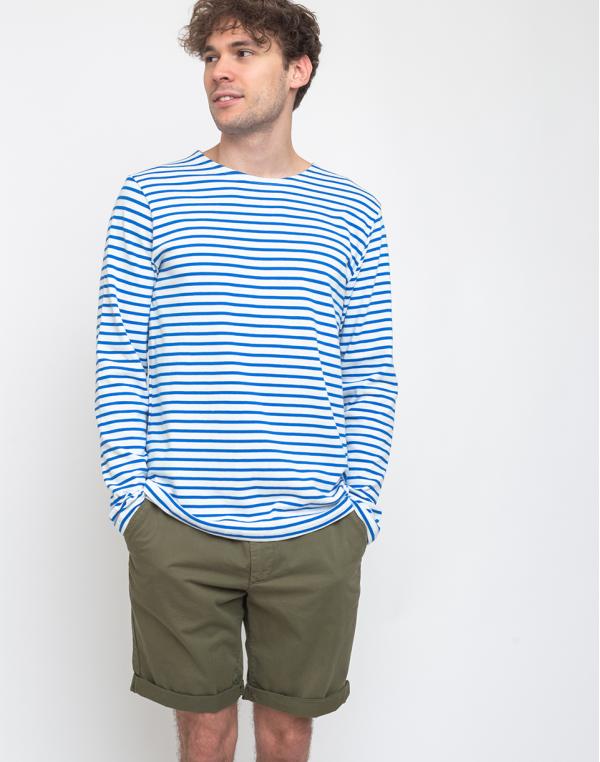 By Garment Makers The Organic Striped Tee LS Strong Blue S