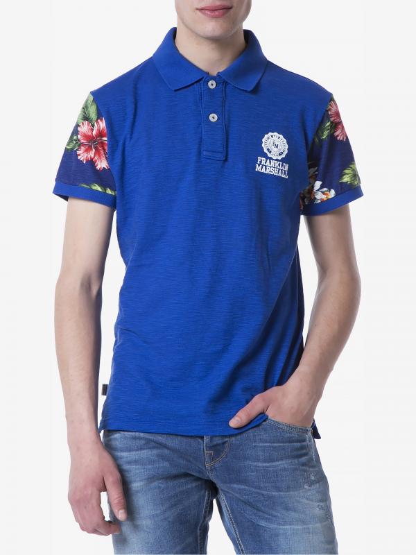 Polo triko s potiskem Franklin & Marshall Modrá