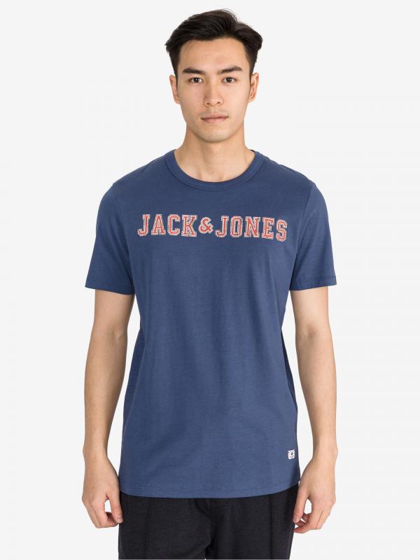 Blu. Triko Jack & Jones Modrá