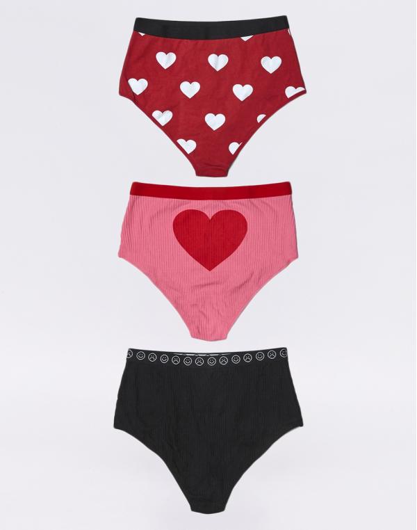 Lazy Oaf Hearts & Smiles Knicker Set Red S