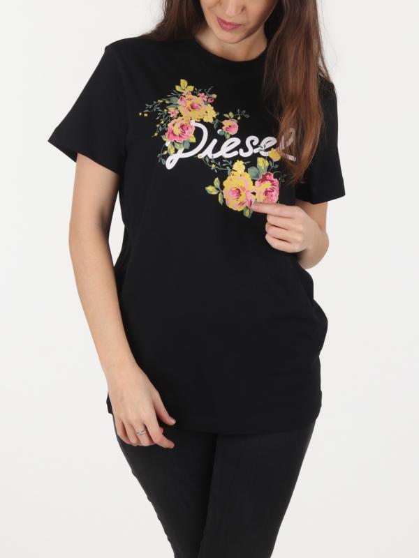 Tričko Diesel 90-Flavia-Flower Maglietta Černá