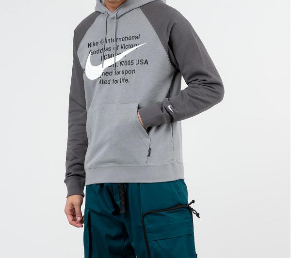 Nike Sportswear Swoosh Pullover FT Hoodie Particle Grey/ Iron Grey/ White