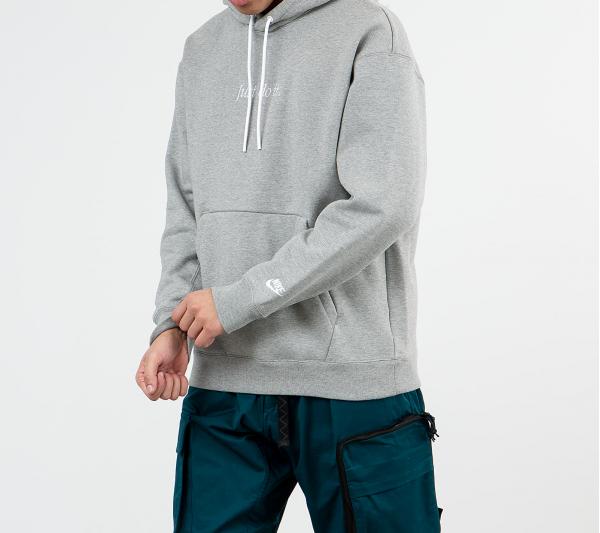 Nike Sportswear Just Do It Pullover Fleece Heavyweight Hoodie Dark Grey Heather/ White