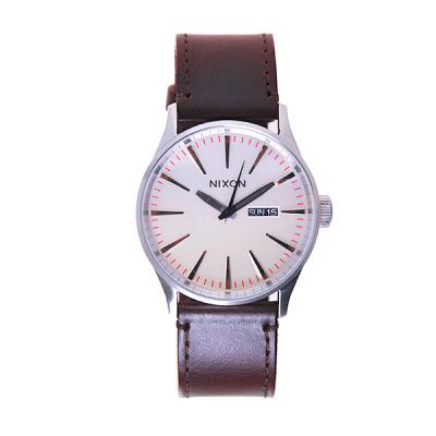 Hodinky Nixon Sentry Leather silver brown