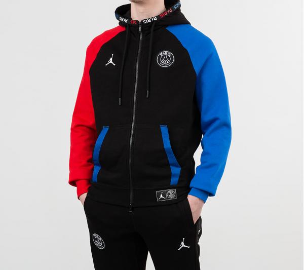 Jordan Paris Saint-Germain BC Fleece Fullzip Hoodie Black/ Hyper Cobalt/ University Red