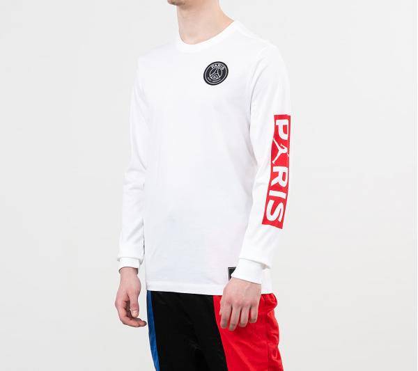 Jordan Paris Saint-Germain Long Sleeve Tee White/ University Red/ Hyper Cobalt