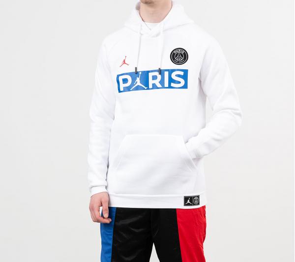 Jordan Paris Saint-Germain Jumpman Fleece Hoodie White/ University Red