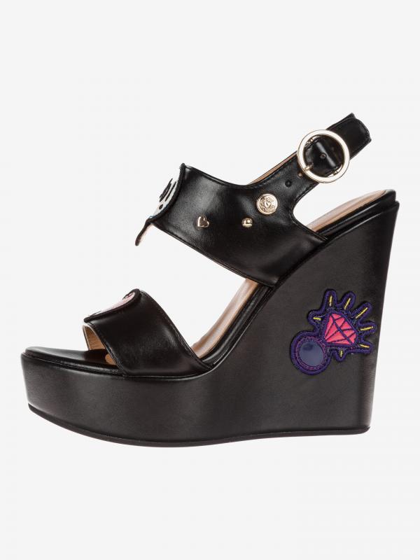 Klínová obuv Love Moschino Černá