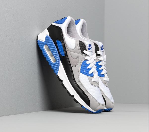 Nike Air Max 90 White/ Particle Grey-Hyper Royal-Black