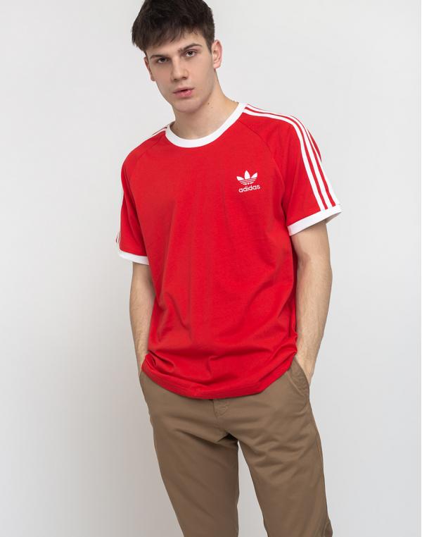 adidas Originals 3-Stripes Tee Lush Red/White S