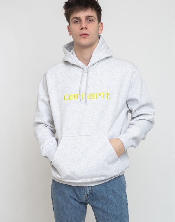 Carhartt WIP Hooded Carhartt Sweat Ash Heather/Lime L