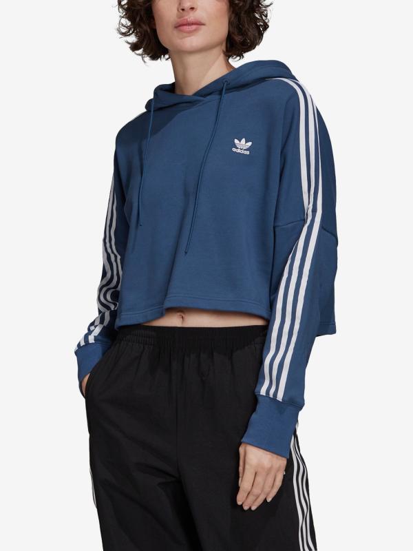 Mikina adidas Originals Cropped Hood Modrá