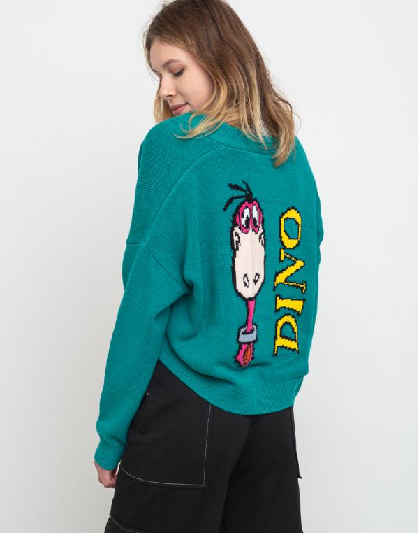 Lazy Oaf Flintstones Dino Bone Cardigan Teal S