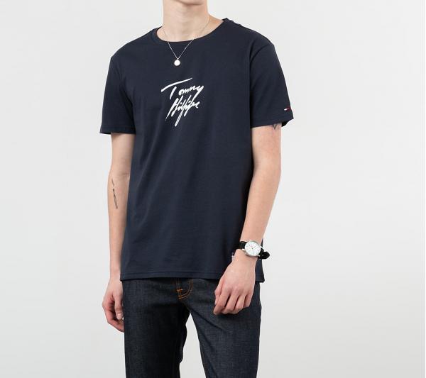 Tommy Hilfiger Signature Logo Tee Navy Blazer