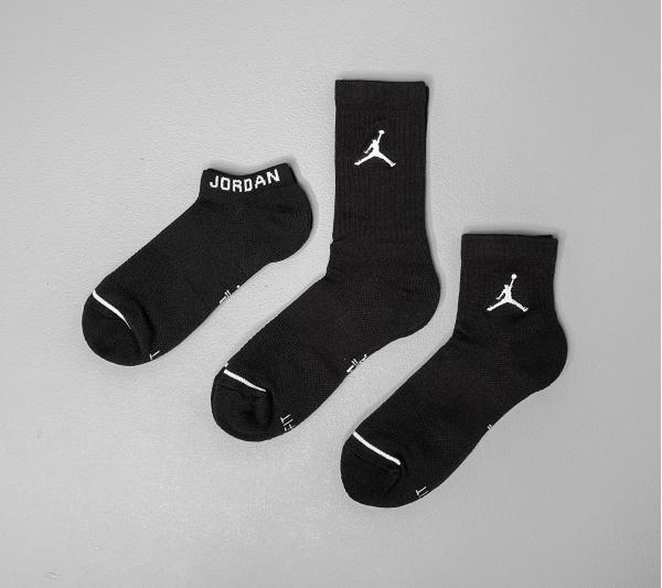Jordan Everyday Max Waterfall 3 Pair Socks Black/ Black/ Black