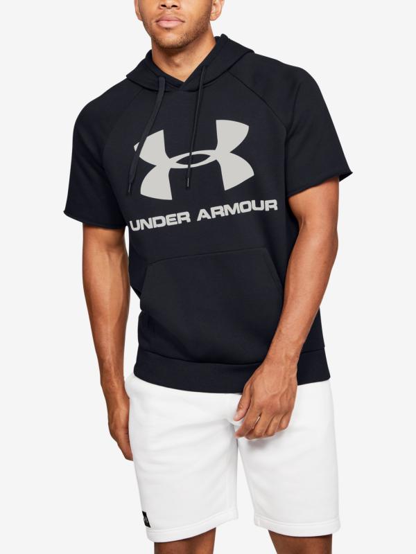 Tričko Under Armour Rival Fleece Logo Ss Hoodie Černá