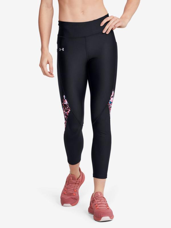 Kompresní legíny Under Armour Hg Armour Printed Panel Ankle Crop Černá