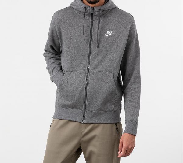 Nike Sportswear Club Fullzip Hoodie Charcoal Heathr/ Anthracite/ White