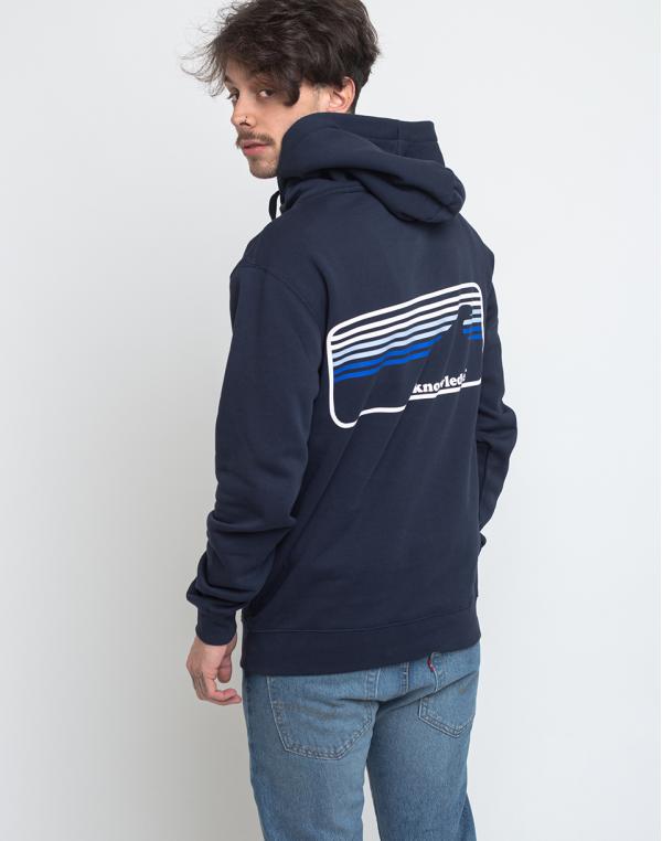 Knowledge Cotton Elm Signature Wave Hoodie 1001 Total Eclipse S