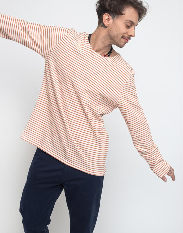 Armedangels Jaardy Stripes Off White/Dark Orange M