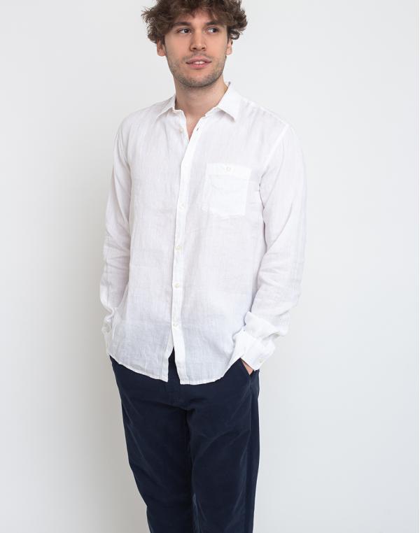 Knowledge Cotton Larch Long Sleeve Linen Shirt - Vegan 1010 Bright White S