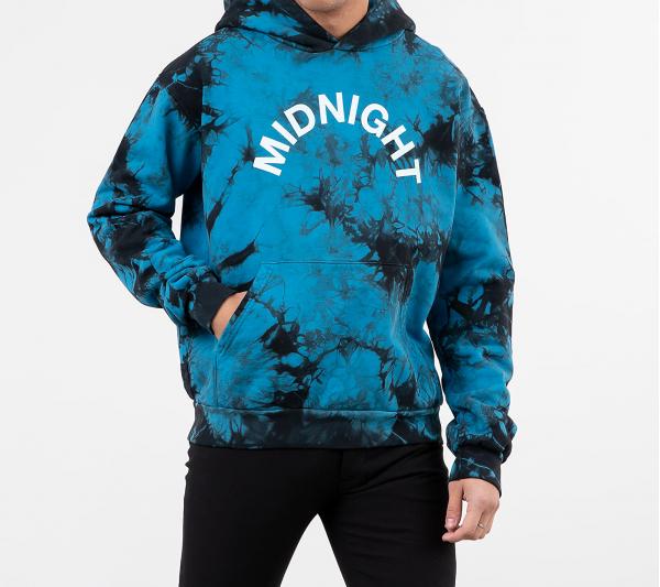 Midnight Studios Tie-Dye Logo Hoodie Blue