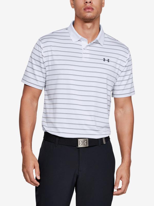 Tričko Under Armour Performance Polo 2.0 Divot Stripe-Wht Bílá