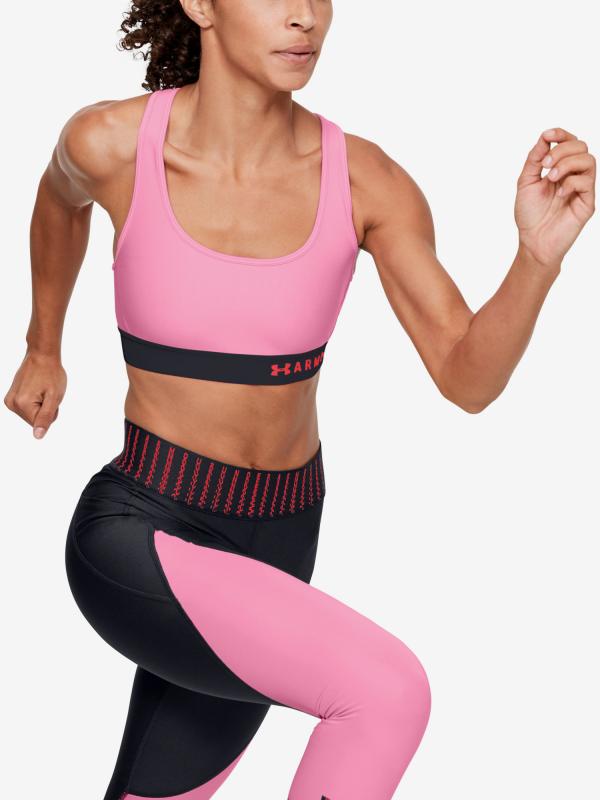 Kompresní podprsenka Under Armour Armour Mid Crossback Bra Růžová