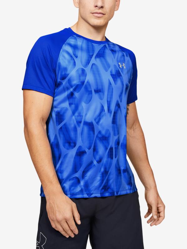 Tričko Under Armour M Qlifier Iso-Chill Printed Short S Modrá