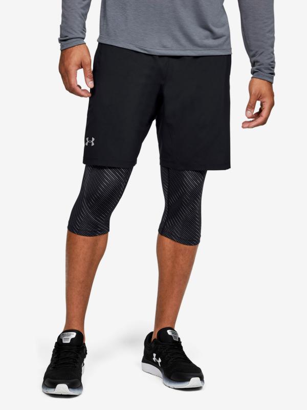 Kraťasy Under Armour M Launch Sw Long 2-In-1 Printed Short Černá