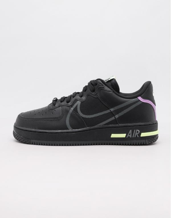 Nike Air Force 1 React Black/ Anthracite - Violet Star - Barely Volt 42