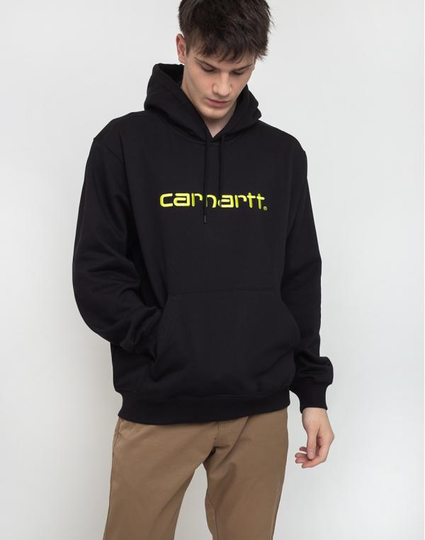 Carhartt WIP Hooded Carhartt Sweat Black/Lime M