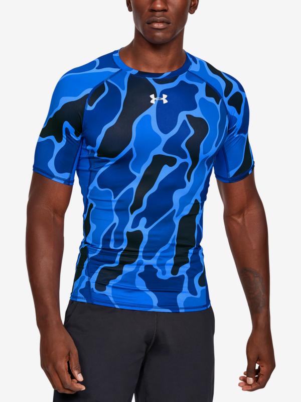 Kompresní tričko Under Armour Armour Hg Print Ss Modrá