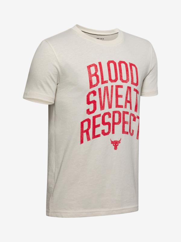 Tričko Under Armour Project Rock Blood Sweat Respect Ss Bílá