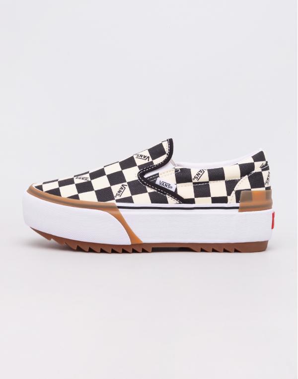 Vans Classic Slip-On Stacked (Checkerboard) Black/ True White 38