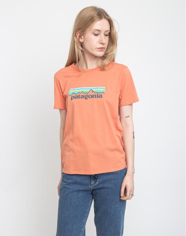 Patagonia W's Pastel P-6 Logo Organic Crew T-Shirt Mellow Melon S