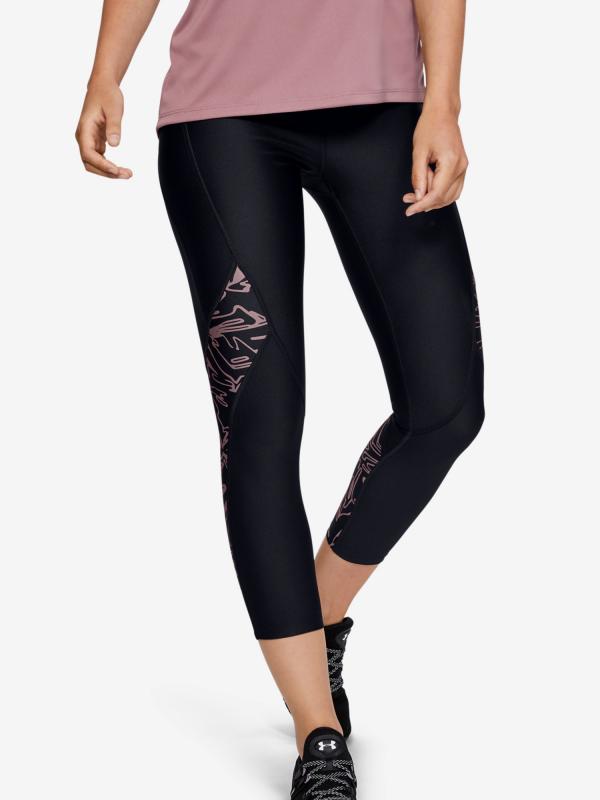 Kompresní legíny Under Armour Hg Armour Printed Panel Ankle Crop Černá