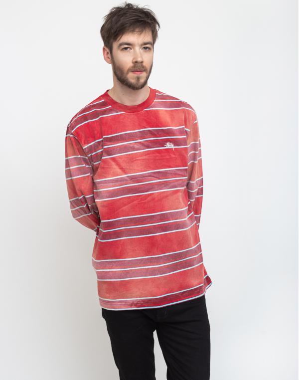Stüssy Bleach Stripe Ls Crew Red M