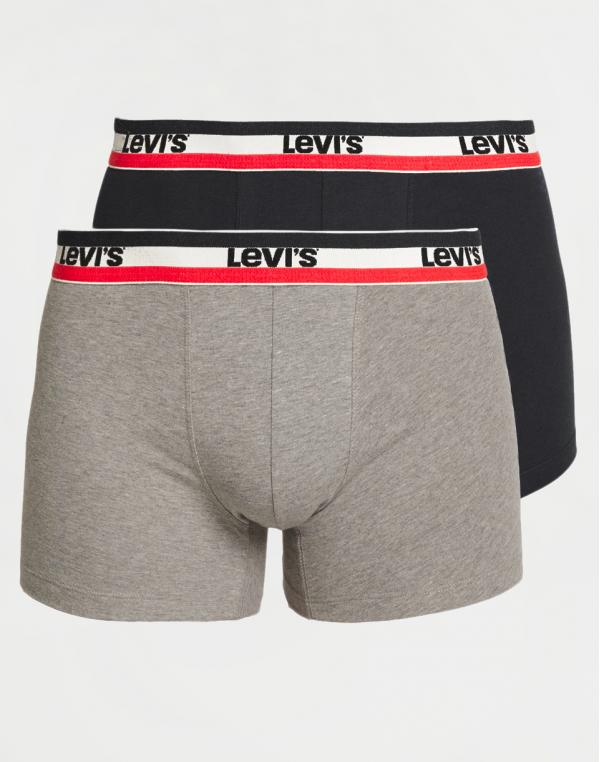 Levi's® Sprtswer Logo Boxer Brief 2P Black/ Grey melange M
