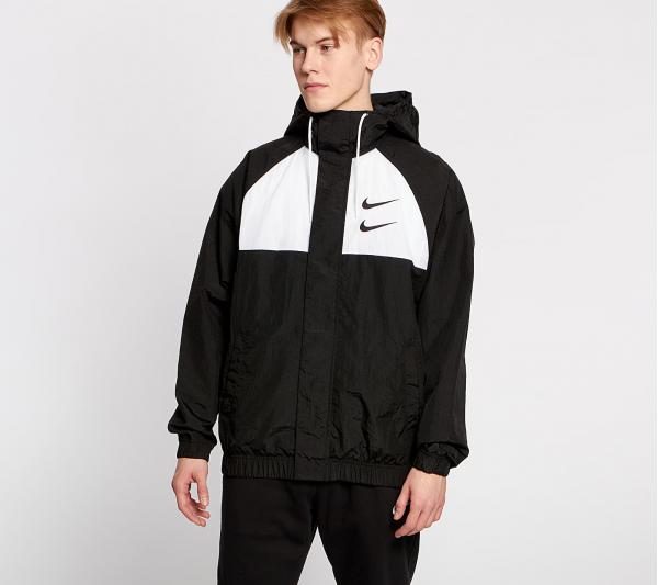 Nike Sportswear Swoosh Hooded Woven Jacket Black/ White/ Particle Grey/ Black