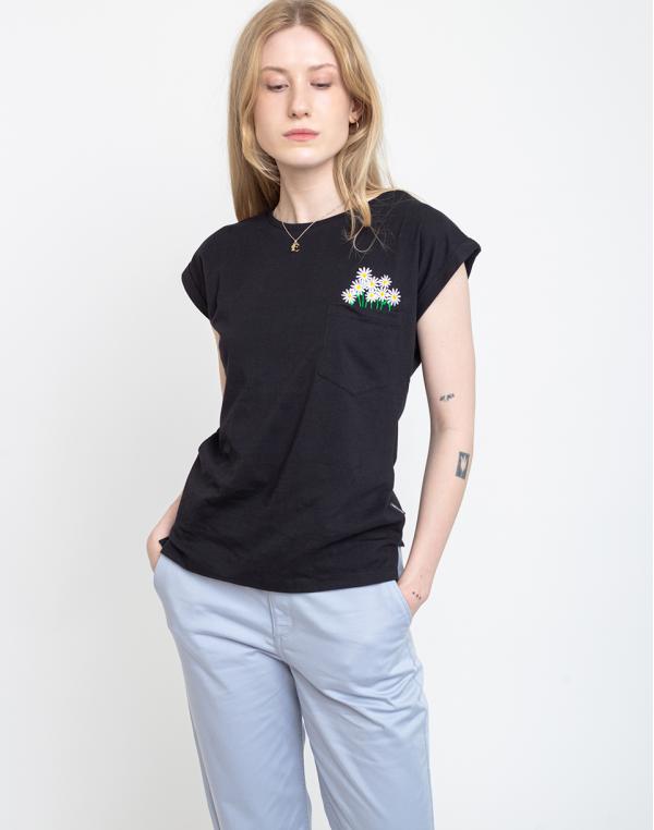 Dedicated T-shirt Visby Flower Pocket Black L