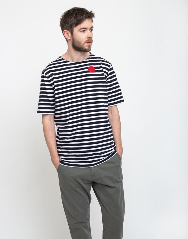 Loreak Ts Boatneck Dot Slub Jrsy Navy/White S