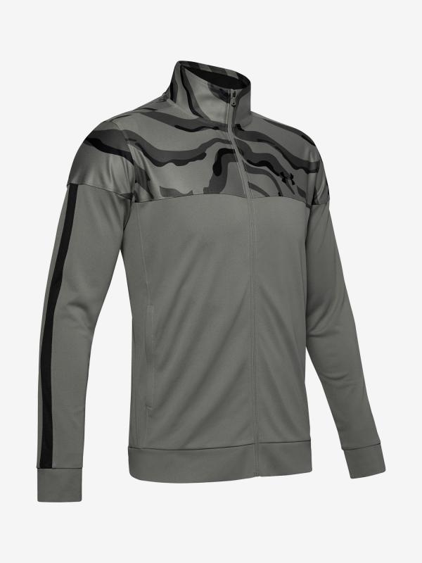 Mikina Under Armour Sportstyle Pique Printed Track Jacket Šedá