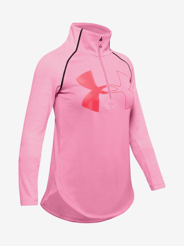 Tričko Under Armour Tech Graphic Big Logo 1 2 Zip Růžová