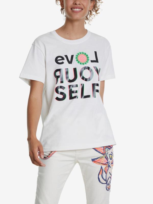 Tričko Desigual Ts Love Your Self Bílá