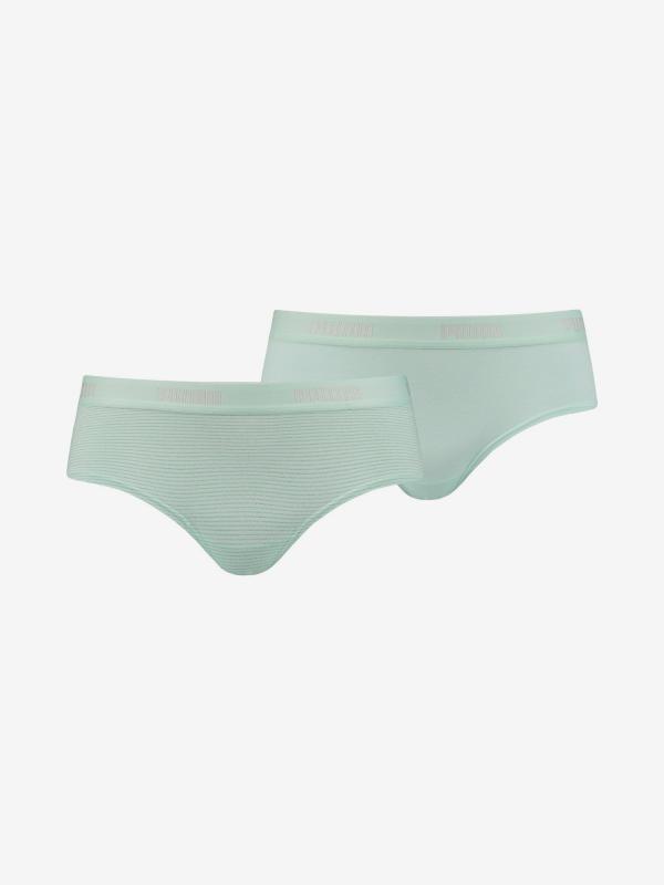 Kalhotky Puma Metal Stripe Hipster 2 Pack Pack Zelená