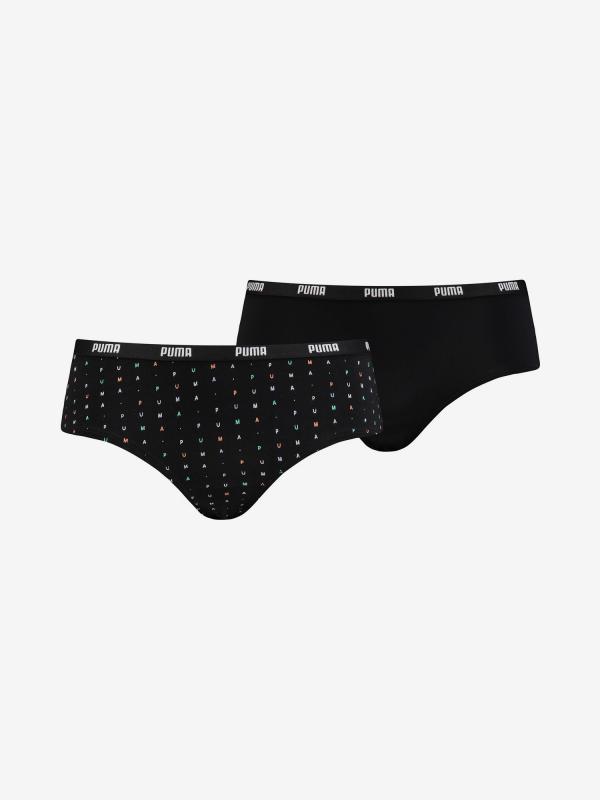 Kalhotky Puma Hipster Aop 2 Pack Pack Černá