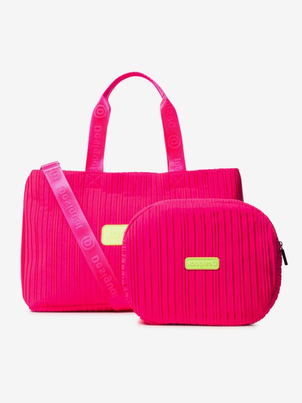 Taška Desigual Duffle Bag Pleats Pink Růžová