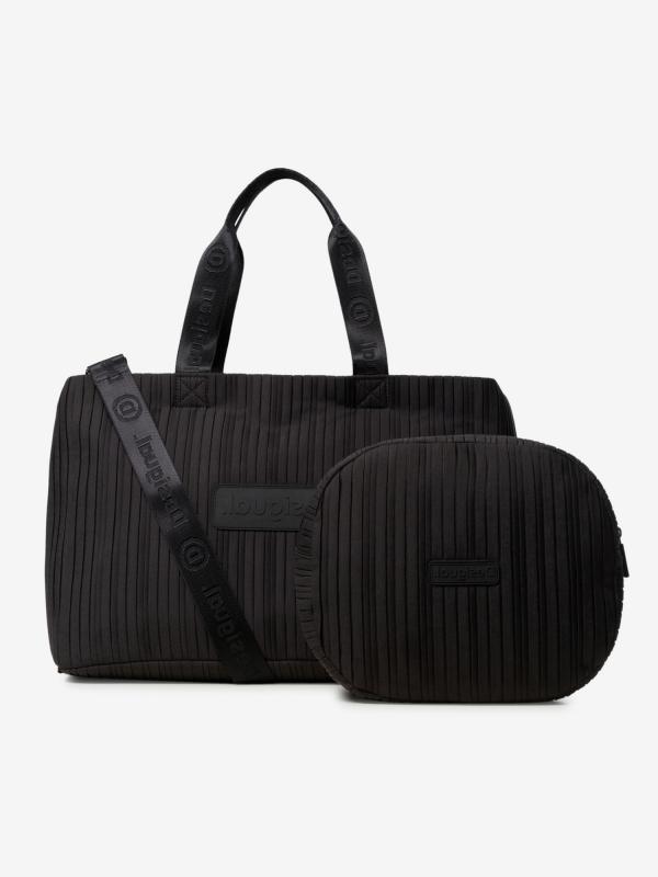 Taška Desigual Duffle Bag Pleats Black Černá