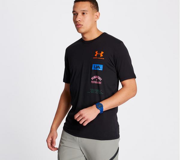 Under Armour Originators Back Tee Black/ Orange Spark